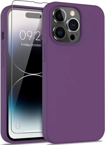 Vista 37 de bemal Funda para iPhone 14 Pro con protector de pantalla, silicona líquida de ajuste delgado, forro de microfibra suave, diseñada para mujeres