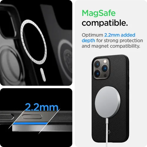 Vista 3 de Spigen - Mag Armor - Funda compatible con MagSafe diseñada para iPhone 13 Pro (2021) - color negro mate