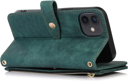 Vista 9 de ZCDAYE Funda tipo cartera para iPhone 11, iPhone 11 (6.1 pulgadas) Funda de teléfono cartera, cremallera premium (con pulsera) Funda de cuero