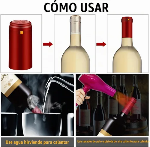 Vista 4 de Cápsulas termorretráctiles de PVC, 120 unidades de fundas retráctiles de vino negro mate, tapas transparentes para botellas de corchos, cápsulas