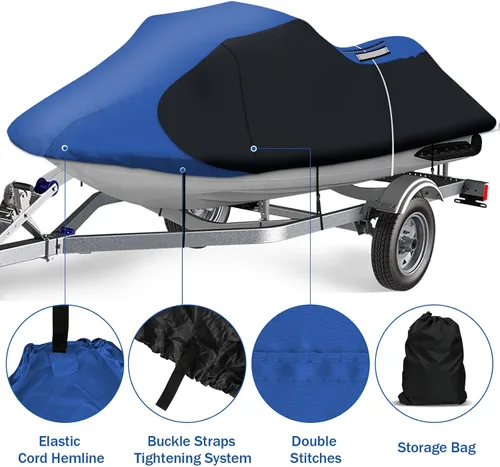 Vista 2 de iCOVER Funda para Jet Ski - Fundas impermeables resistentes transportables para Seadoo Kawasaki Yamaha Wave Runner, se ajusta a modelos de PWC