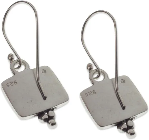 Vista 3 de NOVICA Plata de ley 925. Dangle arete "Flor de infinity