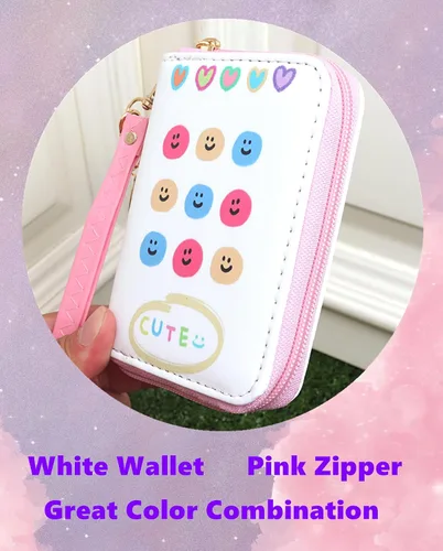 Vista 5 de Smile - Monedero con diseño de cara feliz, cartera pequeña para niñas, con dije, mini bolsas para monedas con correa, Cartera