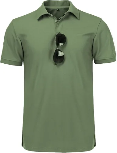 Vista 5 de SCODI Polo para hombre, casual, manga corta, polo de golf, atlético, diario, cuello camisa, camiseta de tenis