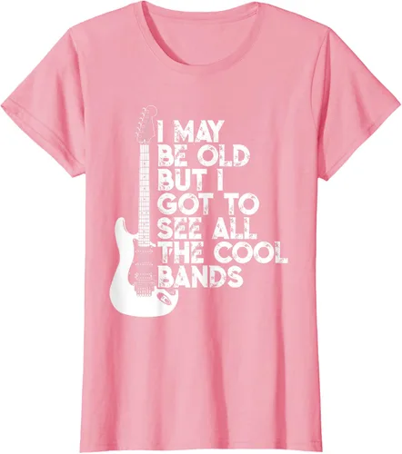 Vista 11 de Camiseta con texto en inglés "I May Be Old But I Got to See All The Cool Bands" Negro