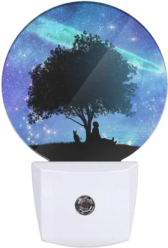 Vista 14 de Linda luz nocturna enchufable con forma de pájaro en rama de árbol, luces nocturnas de granja enchufables a la pared con sensor de atardecer a