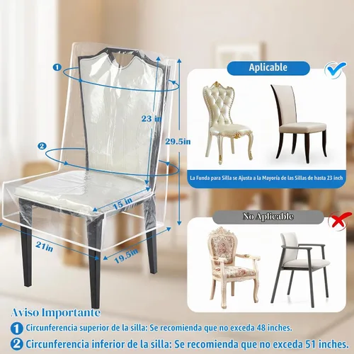 Vista 2 de Fundas para sillas de comedor, protectores impermeables para sillas de cocina, protector de asiento de silla de plástico transparente, mantén tu