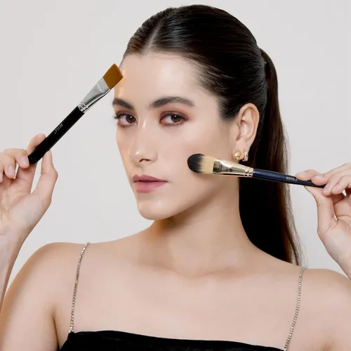 Vista 5 de BEILI Juego de brochas de base para líquido, crema y polvo, cepillo de maquillaje de cara plana para máscara y corrector, herramientas de mezcla