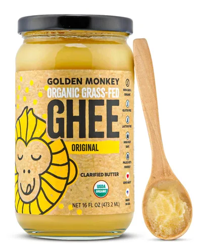 Vista 7 de GOLDEN MONKEY Mantequilla de ghee orgánica – Mantequilla clarificada alimentada con pasto para cocinar, hornear, keto y salud intestinal