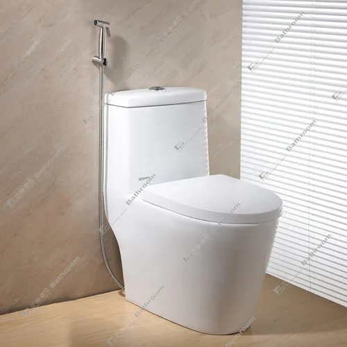 Vista 3 de Pulverizador de bidé de mano de níquel cepillado, rociador de pañales de acero inoxidable calificado Shattaf Juego completo para bidé inodoro baño