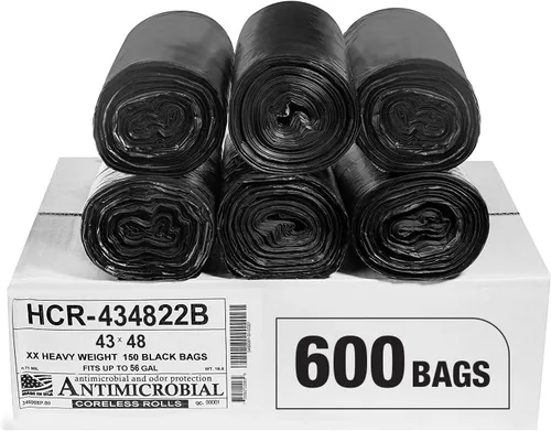 Vista 62 de Aluf Plastics Bolsas de basura de alta densidad, 10 galones, 4000 unidades, 6 micras (eq), 24 x 24 pulgadas, negras, para baño, oficina, industrial