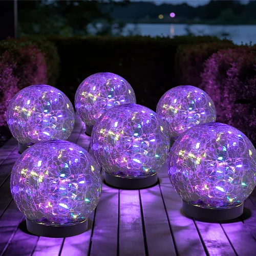 Vista 15 de MLKNK Luces solares de globo para exteriores, impermeables, bolas solares, luces solares de jardín, orbes para exteriores, paquete de 2 bolas