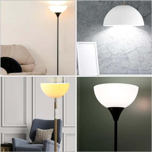 Vista 3 de Vaguelly 2 piezas de plástico blanco Torchiere pantallas de lámpara para lámparas de piso y mesa, forma de cuenco, ajuste de 1.654 in