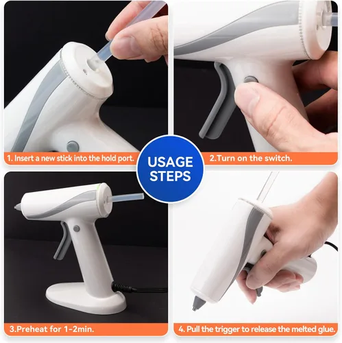 Vista 6 de Krightlink Kit de pistola de pegamento caliente con 30 barras de pegamento, precalentamiento rápido, boquilla de precisión de 20 W de alta