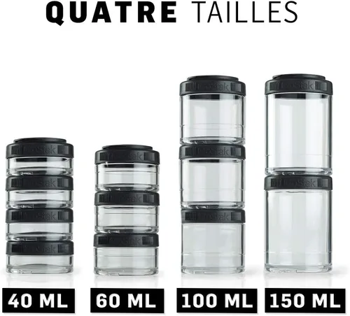 Vista 8 de BlenderBottle GoStak Twist n' Lock - Tarros de almacenamiento, 40 cc, 4 unidades, color negro