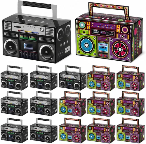 Vista 8 de VGOODALL 10 cajas de recuerdo de fiesta de los años 80, cajas de regalo de dulces novedosas para suministros de fiesta retro, decoraciones de radio