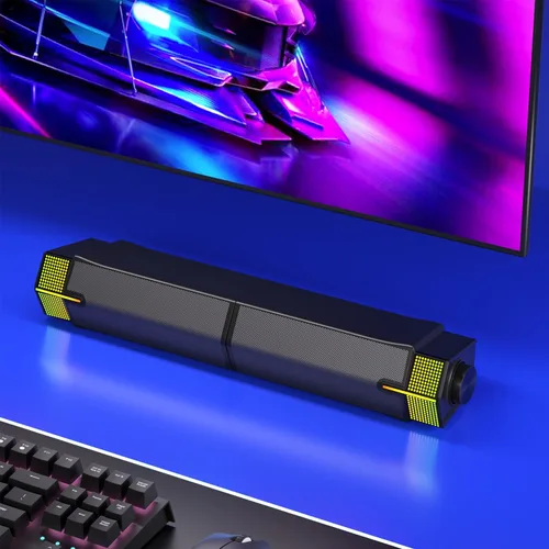 Vista 7 de Jeecoo Altavoces Bluetooth M20 para Computadora para Monitor de Escritorio de PC, Barra de Sonido para PC Gaming - Con Cable USB, Excelente Sonido