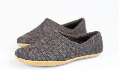 Vista 5 de BureBure Women's Wool Slippers Cocoon Clogs Dark Grey Brown