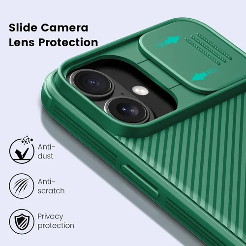 Vista 3 de Nillkin Funda para iPhone 16 con cubierta deslizante para cámara, [protección mejorada de lente de cámara] Funda protectora delgada a prueba