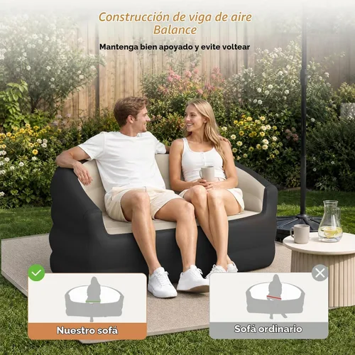 Vista 5 de DIMAR GARDEN Sofá Inflable al Aire Libre, Sofás Hinchables para Acampar, Tamaño Doble