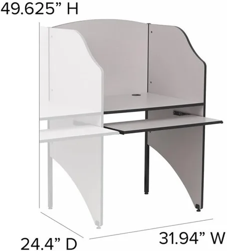 Vista 3 de Flash Furniture Jordan - Carrel de estudio complementario en acabado gris nebulosa