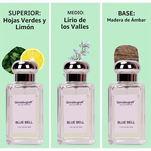 Vista 4 de Perfume de 1.7 oz/50 ml para mujer, fragancia de larga duración con aromas de lirio del valle y melocotón, un perfume fresco y dulce, el perfume