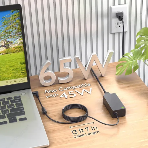Vista 4 de PowerSource Adaptador de CA HP Smart Blue Tip de 19.5V 65W 45W Certificado UL de 14 Pies de Largo para Muchos Modelos Incluyendo X360 Pavilion