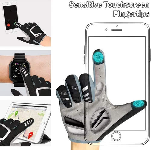 Vista 4 de NICEWIN Cycling Bike Gloves Men Women, Padded Anti-Slip Mountain Bike Gloves, Touch Screen Full Finger Road Bicycle Biking Gloves