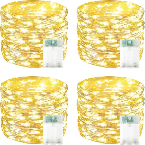 Vista 27 de Serie de luces LED RGB parpadeantes que cambian de color, funciona con pilas, para decoración de interiores y exteriores, con temporizador y control
