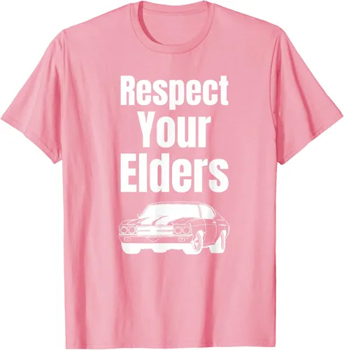 Vista 94 de Divertido regalo de auto para chicos – Respect Your Elders Classic Muscle Car Camiseta, Negro, S
