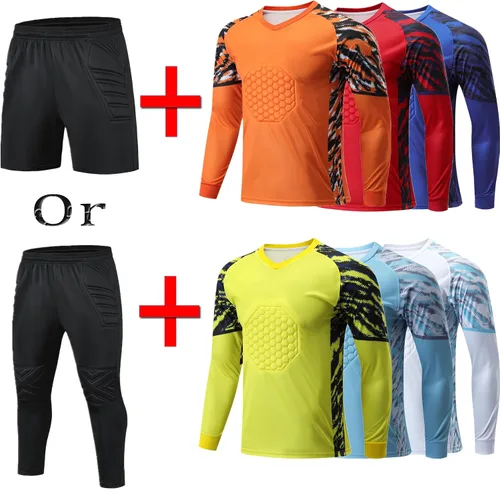 Vista 5 de Camiseta de portero personalizada Camiseta de portero de entrenamiento de fútbol deportivo Casavisitante Jersey de portero de fútbol Nombre