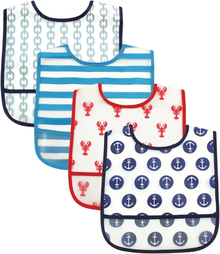 Vista 8 de Luvable Friends Baberos PEVA impermeables unisex para bebés Flamenco