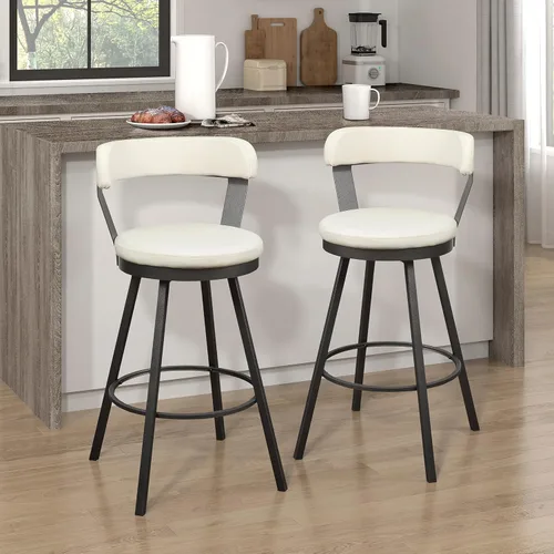 Vista 10 de Lexicon Ruthie - Juego de 2 taburetes giratorios para encimera de cocina con respaldo, 25.5 pulgadas de altura de asiento de 25.5 pulgadas, sillas