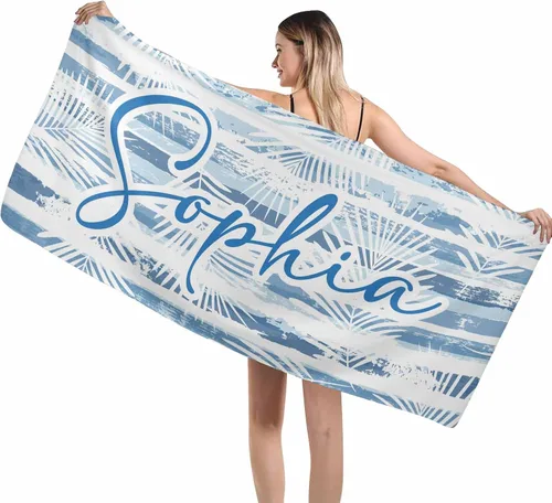 Vista 15 de MyPupSocks Toallas de playa para niñas, toallas personalizadas de teñido anudado con nombres para niños y adultos, toallas de playa personalizadas