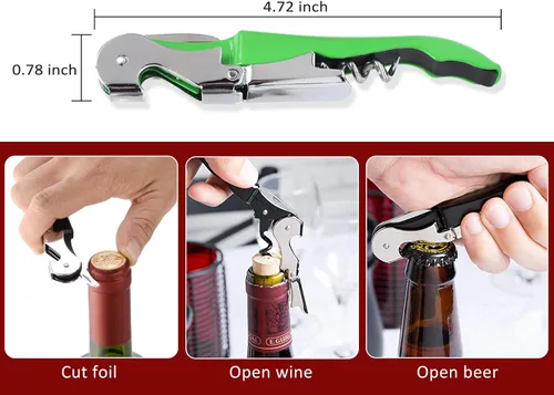 Vista 2 de RECUTMS - 12 paquetes de sacacorchos para vino, llave de vino, de acero inoxidable, plegable, para cerveza o botellas, cortador de lámina dentada