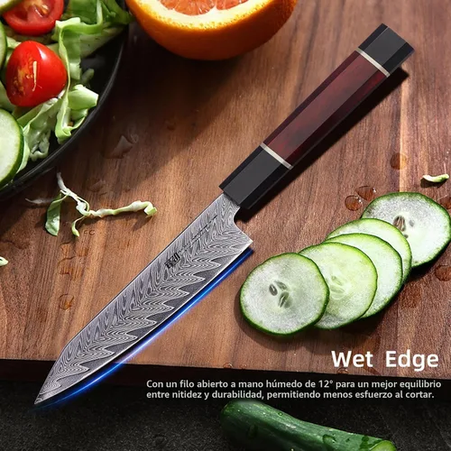 Vista 4 de FINDKING Cuchillo de pelar de damasco de 5 pulgadas, hoja compacta y versátil para cortar frutas y cocinas pequeñas, cuchillo de emparejamiento