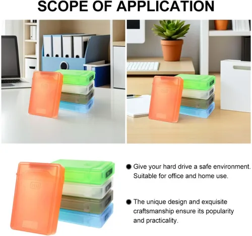 Vista 9 de 5 fundas protectoras para disco duro con plástico duradero a prueba de golpes y caja de almacenamiento estática en blanco, verde y gris para una