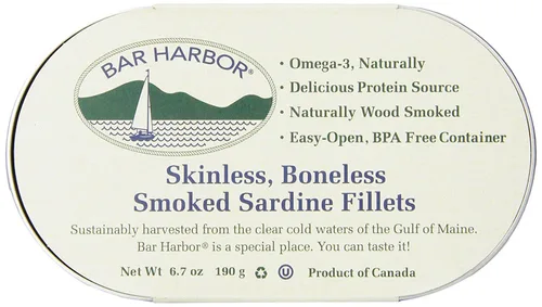 Vista 7 de Bar Harbor Filetes de sardina deshuesada sin piel ahumada silvestre, 6.7 onzas (paquete de 12), BH00157