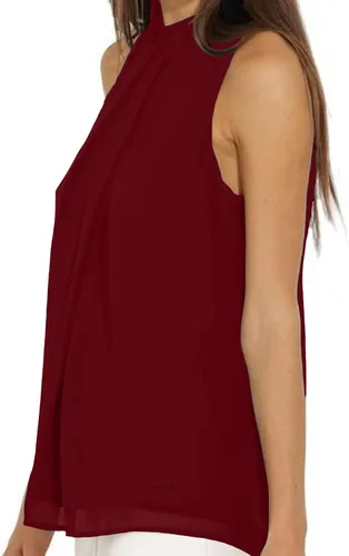 Vista 3 de Blusa de verano para mujer, sin mangas, plisada, informal, para trabajo