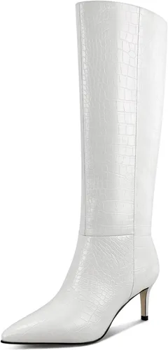 Vista 25 de wetkiss Botas altas hasta la rodilla para mujer, con tacón de gatito y diseño de punta puntiaguda, clásicas y sexys