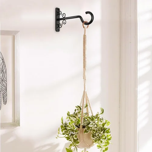 Vista 2 de BOLITE Colgadores de plantas, soportes colgantes de 6 pulgadas para plantas al aire libre o interior, ganchos de pared para colgar comederos