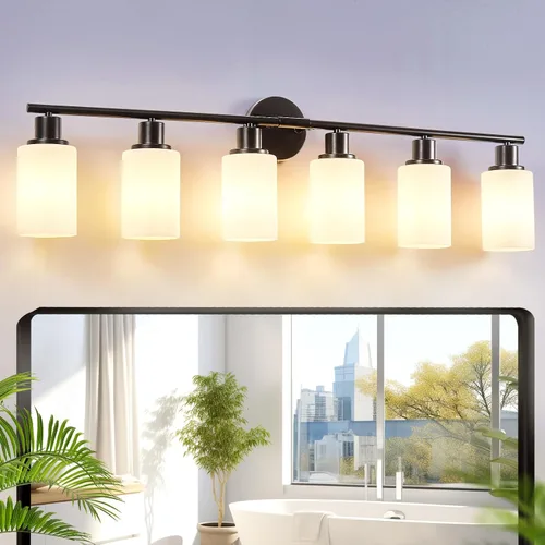 Vista 20 de [Usado] DLLT Lámparas de Baño de 3 Luces: Luces de Tocador Modernas de Níquel con Bombillas E26 - Lámpara de Pared de Baño con Pantalla de Vidrio