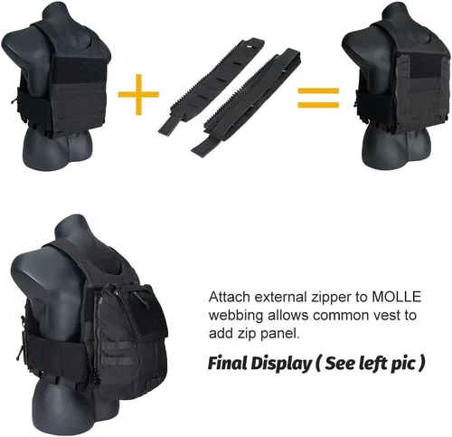 Vista 6 de IDOGEAR Sports Tactical Back Panel MOLLE Zipper Kit Molle Zipper Strap with Expand Loading for Tactical Vest CPC JPC AVS