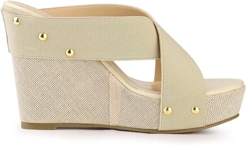 Vista 6 de Allegra K Sandalias de plataforma para mujer Oro M