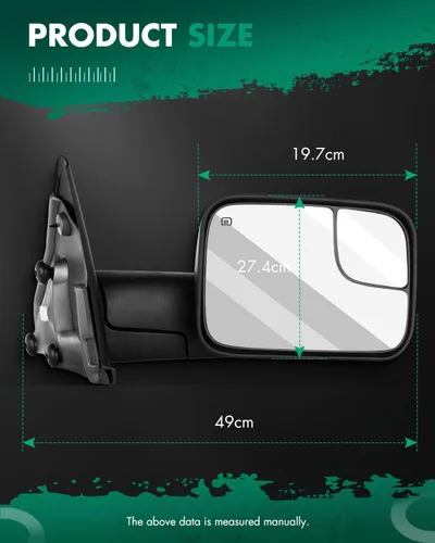 Vista 3 de SCITOO Compatible con espejo de remolque Dodge Espejo retrovisor lateral del pasajero 2002-2008 para Dodge para Ram 1500 2500 3500 Control