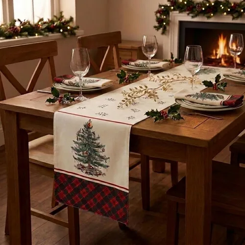 Vista 2 de Spode - Camino de mesa navideño, 14 x 72 pulgadas