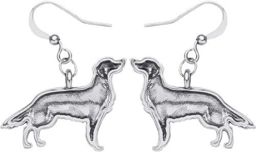 Vista 5 de DUOWEI Delicados aretes de perro Golden Retriever estilo vintage para mujeres, adolescentes y niñas, joyería estética, regalos