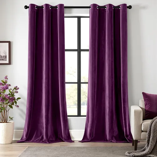 Vista 16 de ANRODUO Cortinas de terciopelo beige de 45 pulgadas de largo, opacas con aislamiento térmico insonorizado, cortinas de privacidad para oscurecer