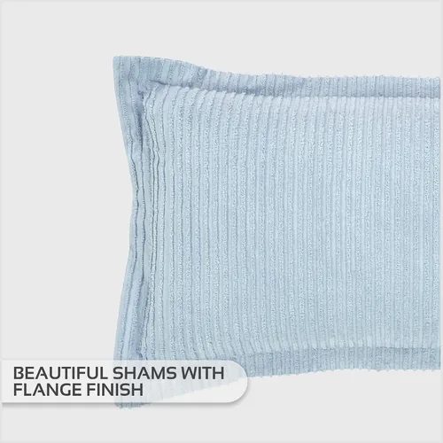 Vista 5 de Better Trends Colchas de Chenille Tamaño Individual, Azul 100% Algodón Chenille Diseño de Rayas Acolchado Cobertor Suave Liviano, 96"x110" con 1
