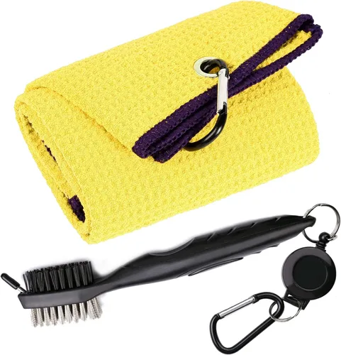 Vista 19 de Toallas de Golf, Toalla de Golf de Microfibra con Patrón Waffle Tri-fold - Kit de Herramientas de Cepillo con Limpiador de Ranuras del Club, con 2